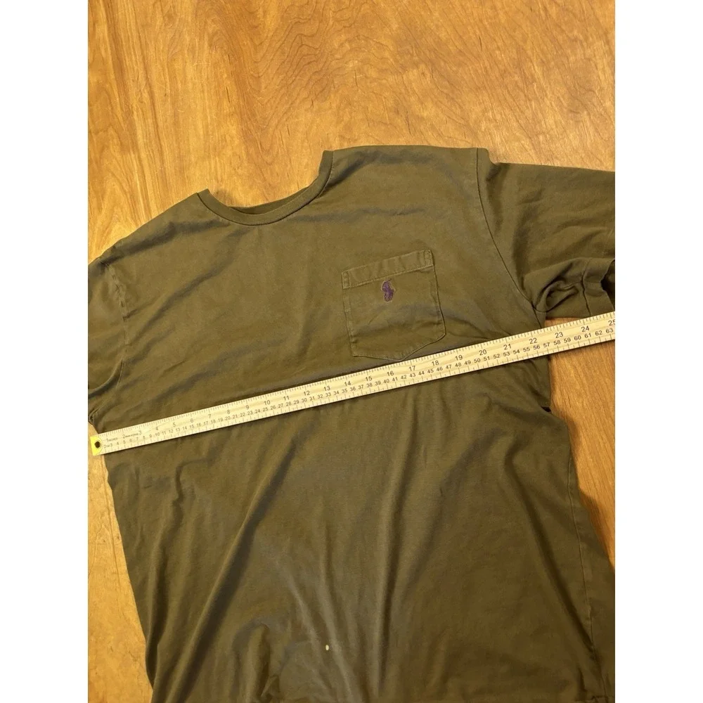 Polo‎ Ralph Lauren Men's L Pocket T Shirt Army Green Purple Pony